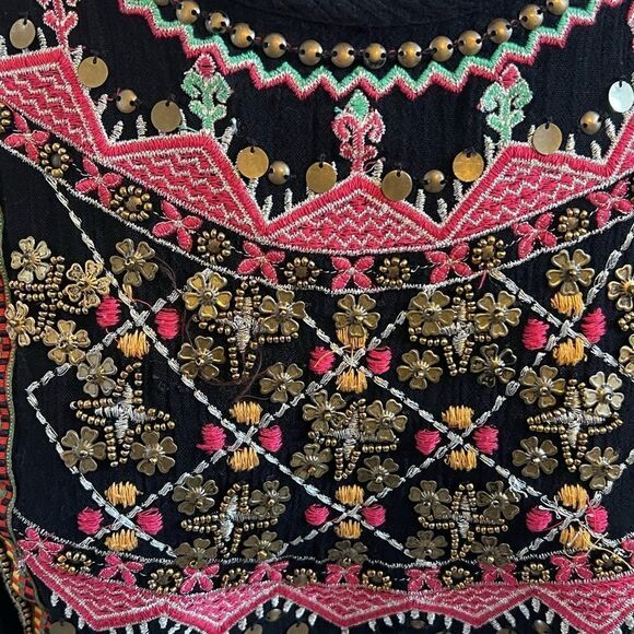 Boho black and colorful shirt with embellishments - Picture 3 of 4